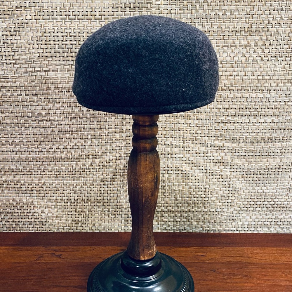 Hpnwot Gray 100% Wool Rounded Flat Cap S/M - image 3